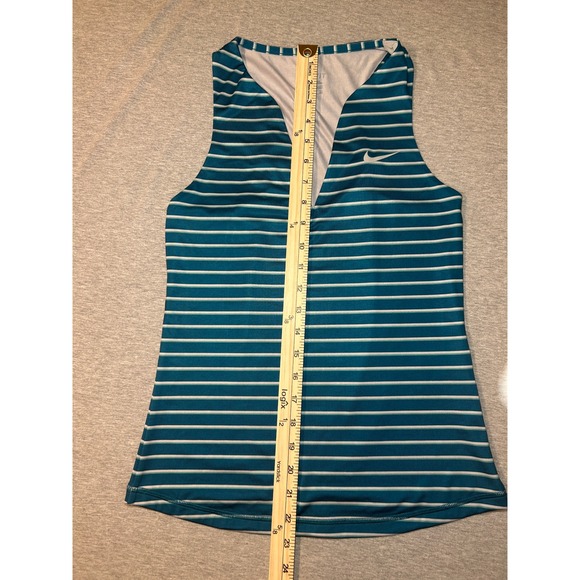 Nike Dri Fit Teal White Striped Athletic Tennis Tank Top Women's Small - Picture 2 of 10